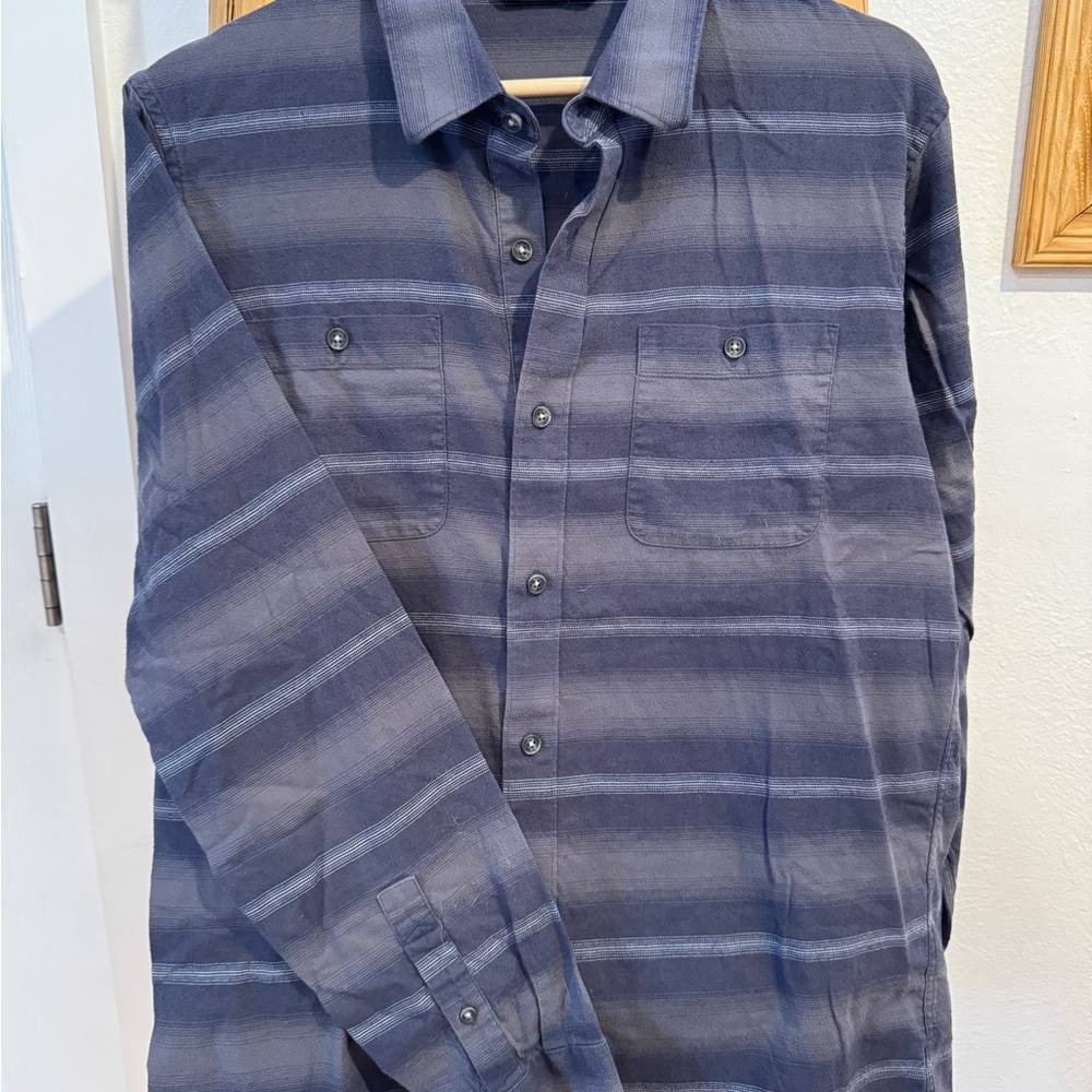 Travis Mathew Navy Striped Casual Shirt